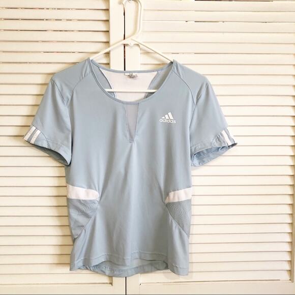 Adidas Light Blue Exercise Clima Cool T Shirt - Picture 1 of 6